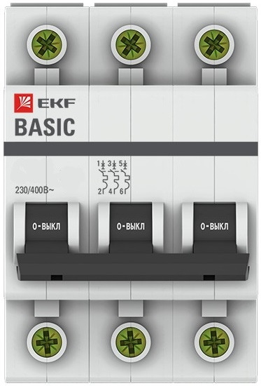 

Автоматический выключатель EKF mcb4729-3-10C модульный 3п C 10А 4.5кА ВА 47-29 Basic, mcb4729-3-10C