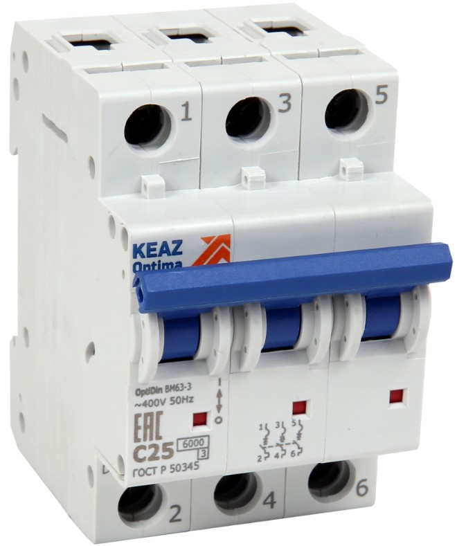 

Автоматический выключатель КЭАЗ 260816 OptiDin BM63-3D50-УХЛ3 (6кА), 260816