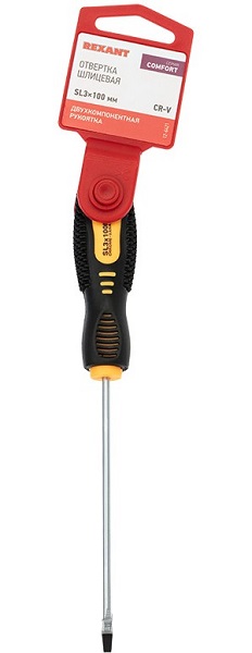 

Отвертка шлицевая Rexant 12-6421 SL 3х100 мм, двухкомпонентная рукоятка, 12-6421