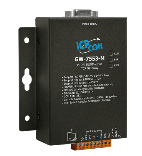 

Преобразователь ICP DAS GW-7553-M CR PROFIBUS/Modbus TCP Gateway (RoHS) (Metal casing), GW-7553-M CR