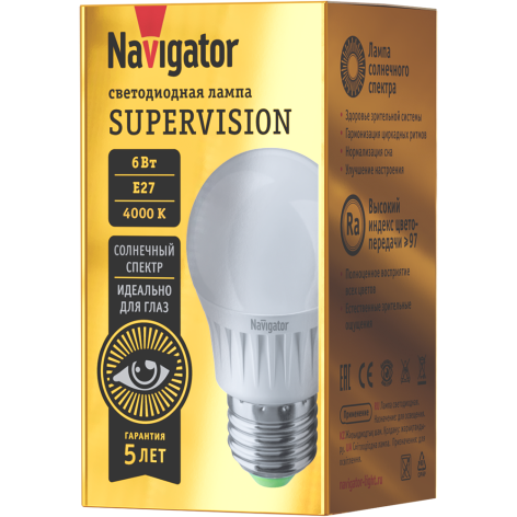 фото Лампа светодиодная Navigator NLL-G45-6-230-4K-E27-FR-SV в Красноярске