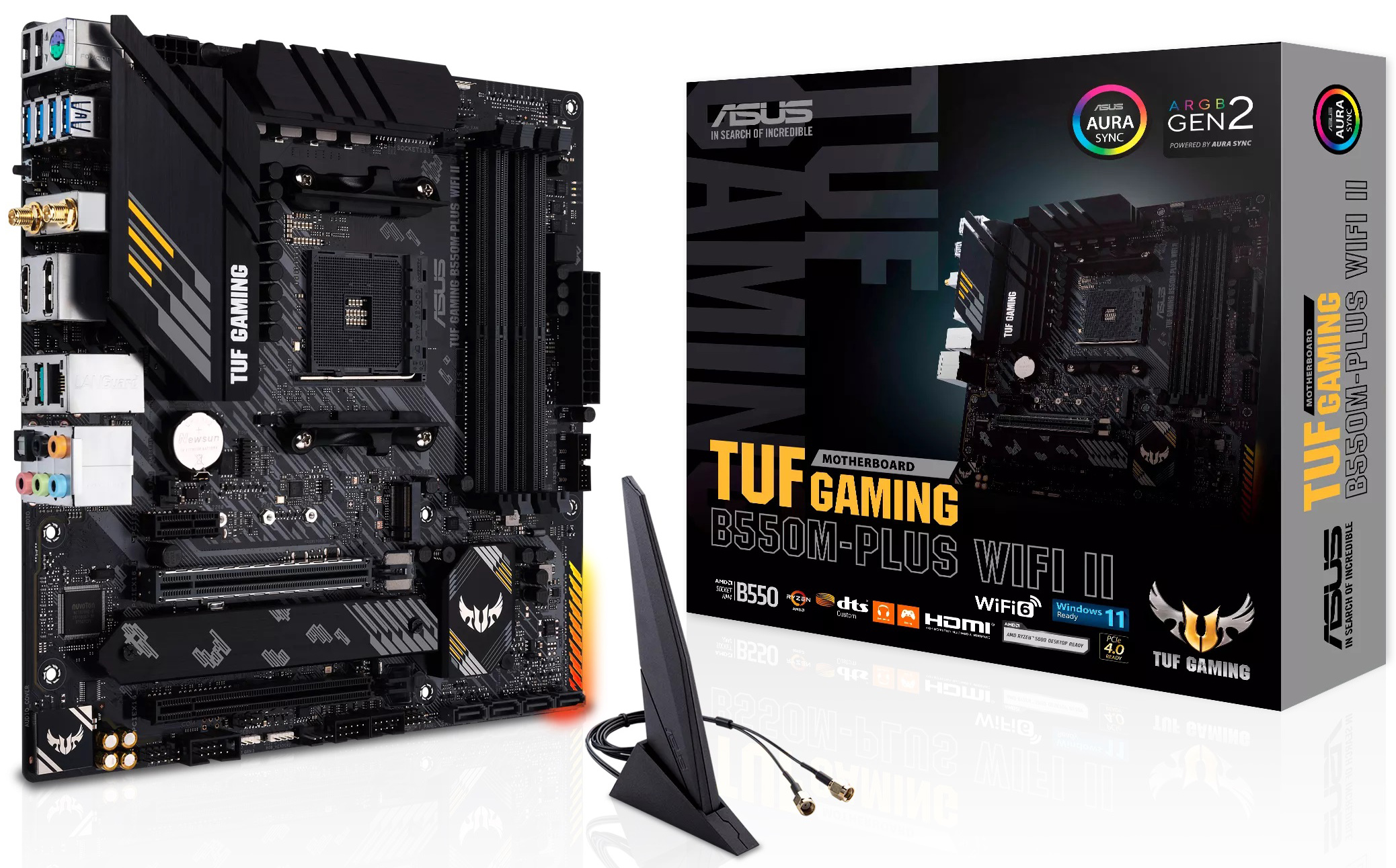 

Материнская плата mATX ASUS TUF GAMING B550M-PLUS WIFI II (AM4, B550, 4*DDR4, HDMI, DP, 4*SATA 6Gb/s, RAID, 2*M.2, Audio, 2,5Glan, 5*USB 3.2, USB Type), TUF GAMING B550M-PLUS WIFI II