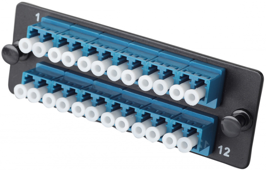 

Планка Eurolan 38M-S2-2L-12BL Q-SLOT с 12 адаптерами дуплекс LC OS2, монтажные шнуры, КДЗС, 38M-S2-2L-12BL