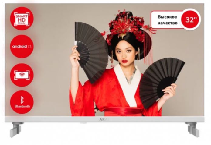 

Телевизор Akai TA32BH502 HD Ready, SMART AOSP (Android 13.0) 1/8Gb, BT 5.0, WiFi 2.4/5, Voice control, Black, TA32BH502