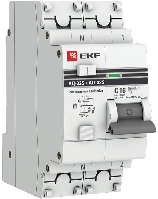 

Автомат дифференциальный EKF DA32-16-100S-pro АД-32 1P+N (S) 16А (С) 100мА тип (АС) эл. 4,5кА PROxima, DA32-16-100S-pro