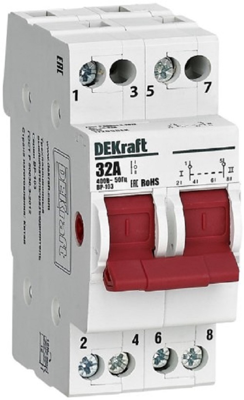 

Выключатель-разъединитель трехпозиционный DEKraft 17209DEK 2P 32A ВР-103, 17209DEK