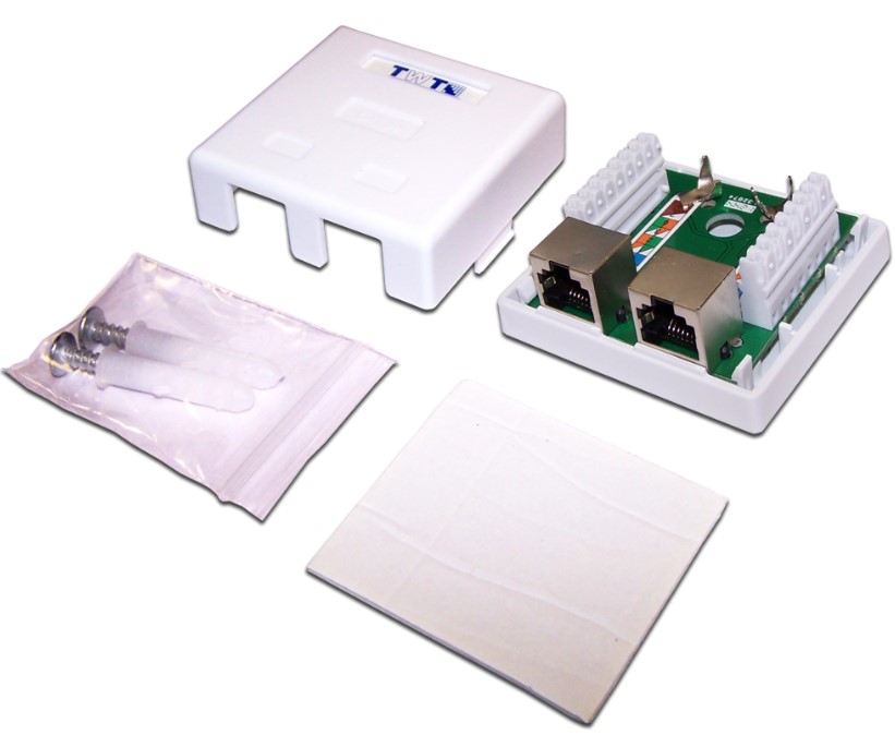

Компьютерная розетка настенная TWT TWT-SM1-45/S-WH 1 порт RJ-45 категории 5е, STP, белая, TWT-SM1-45/S-WH