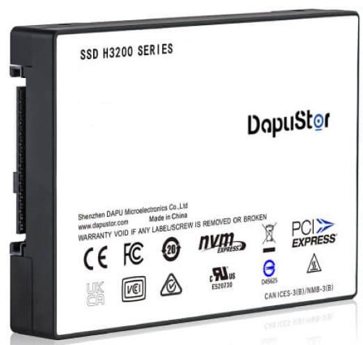

Накопитель SSD 2.5'' DapuStor H3200 1.92TB, 3500/2700MB/s, PCIe 3.0 x4, NVME, 3D eTLC, 820K/115K IOPS, MTBF 2M, H3200