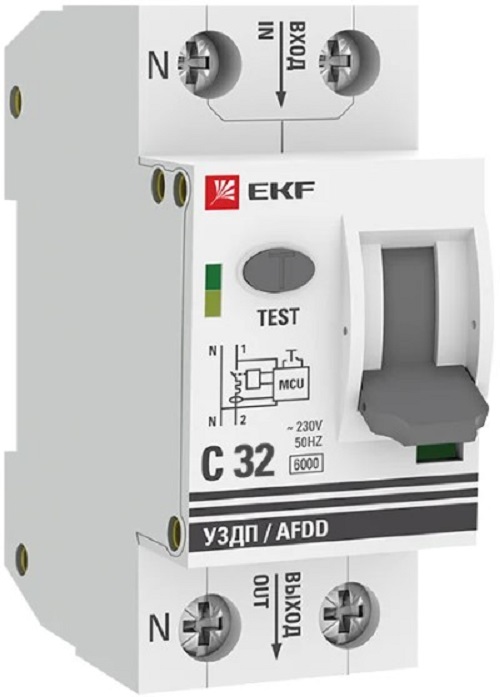 

Устройство защиты от дугового пробоя EKF afdd-2-32C-pro УЗДП с авт.выкл. 1P+N 32А (С) 6кА PROxima, afdd-2-32C-pro