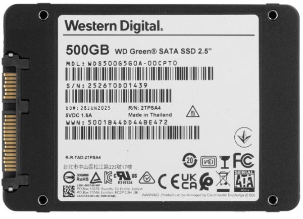 фото SSD накопитель 500 ГБ Western Digital Green, SATA III, [WDS500G5G0A] в Санкт-Петербургe