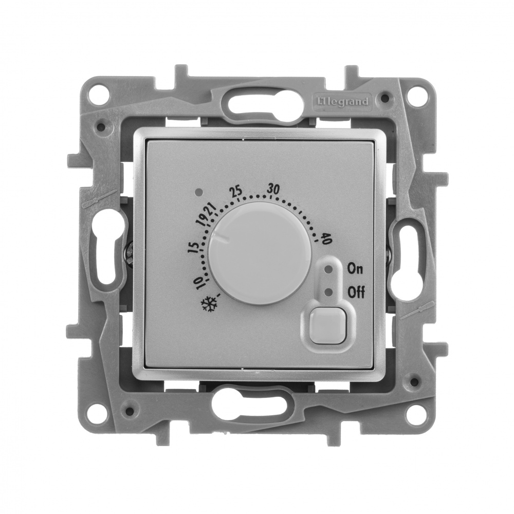 

Термостат Legrand 672430 Etika - с внешним датчиком, для тёплых полов, алюминий, 672430