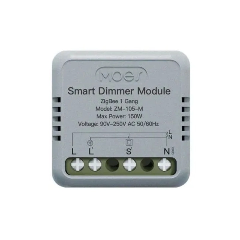 

Переключатель Moes ZM-105-M-MS ZigBee Smart Dimmer Module (на 1 канал) белый, ZM-105-M-MS