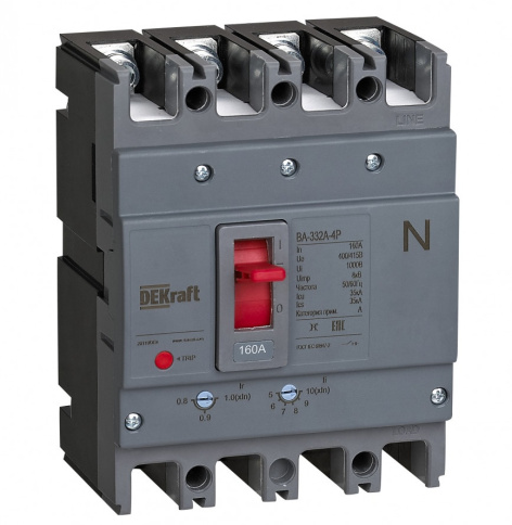 Изображение товара Автоматический выключатель DEKraft 28118DEK на 140А с 4 полюсами