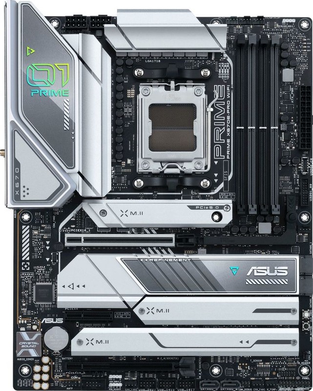 

Материнская плата ATX ASUS PRIME X670E-PRO WIFI 90MB1BL0-M0EAY0 (AM5, AMD X670, 4*DDR5 (6400), 4*SATA 6G RAID, 4*M.2, 3*PCIE, 2.5Glan, WiFi, BT, HDMI,, PRIME X670E-PRO WIFI