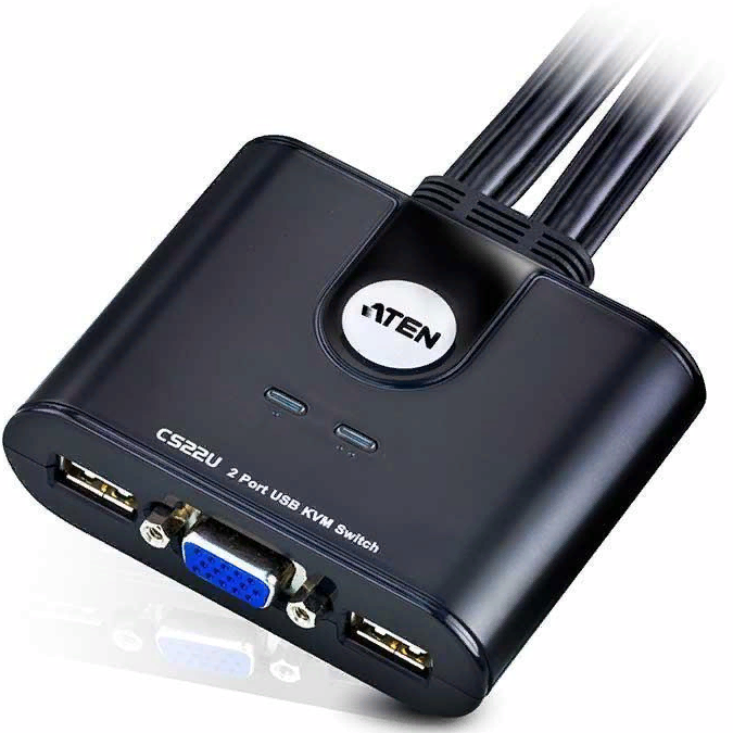 

Консоль KVM CS22U-AT ATEN 2-Port USB VGA Cable KVM Switch with Remote Port Selector, CS22U-AT
