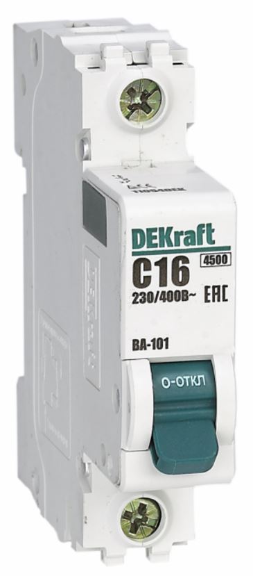 

Автоматический выключатель DEKraft 11149DEK 1Р 4А х-ка C ВА-101 4,5кА, 11149DEK