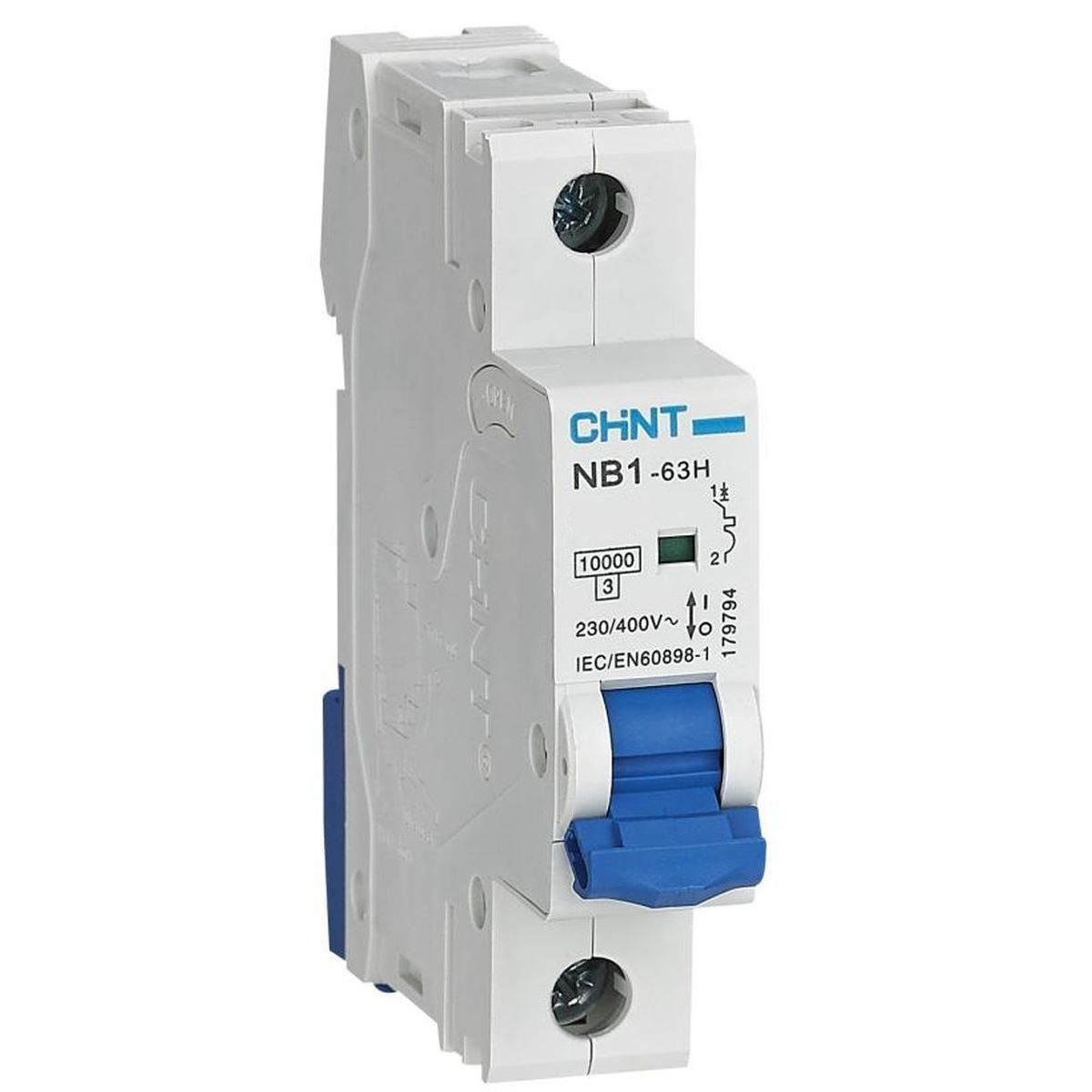 

Автоматический выключатель модульный CHINT 179807 NB1-63H 1P 6А 10кА х-ка D (R), 179807