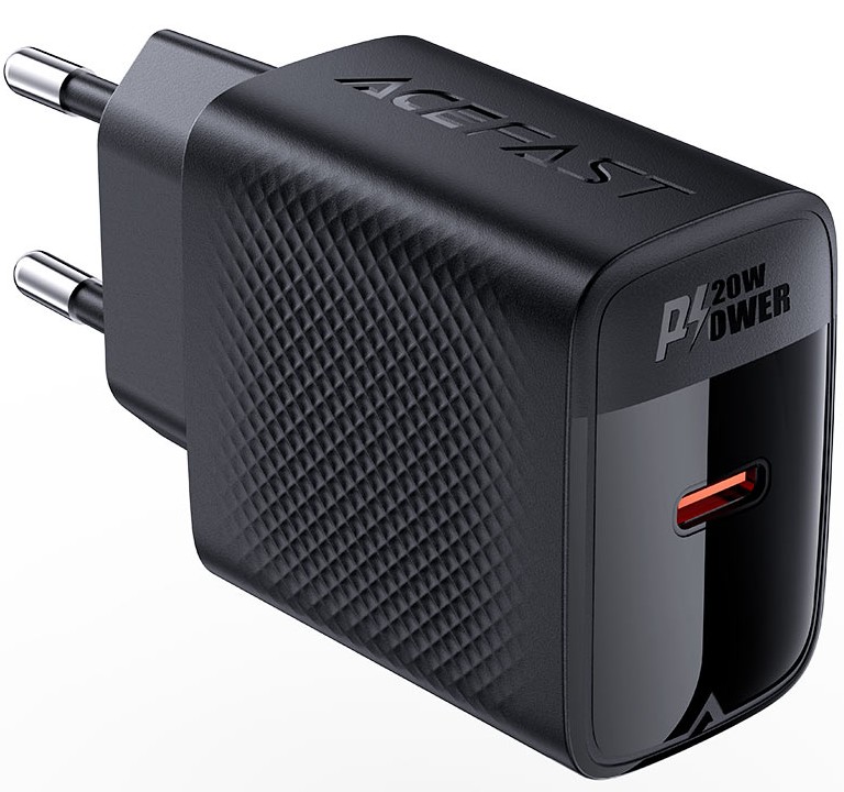 

Зарядное устройство сетевое ACEFAST A82 PD20W GaN single USB-C charger с зарядным кабелем USB-C- USB-C (EU). Цвет: черный, A82