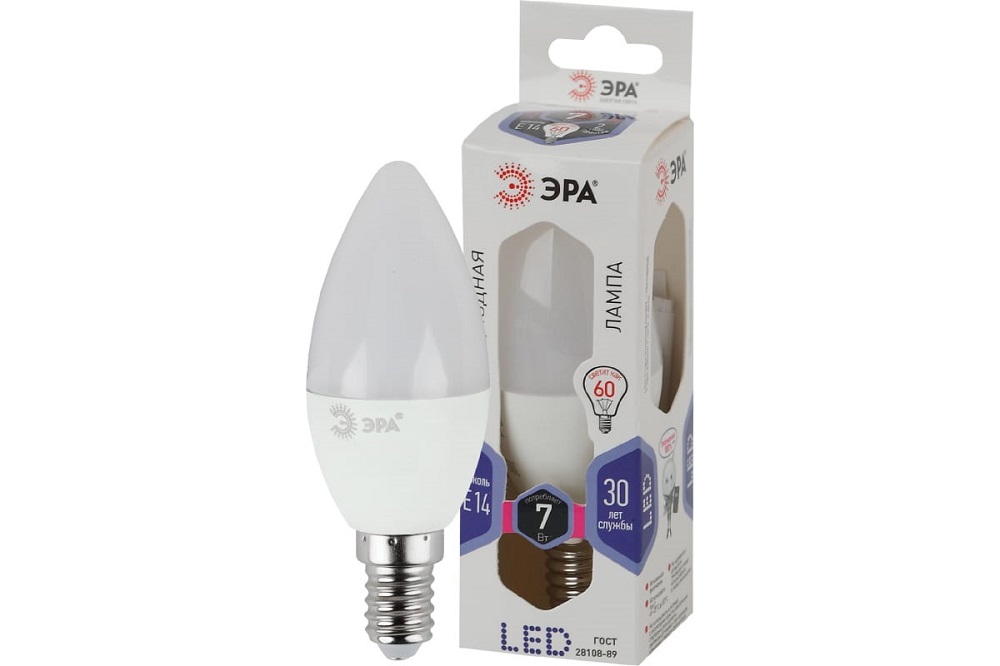 

Лампа светодиодная ЭРА Б0031400 LED B35-7W-860-E14 (диод, свеча, 7Вт, хол, E14), Б0031400