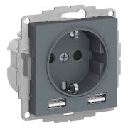 фото Розетка с заземлением с 2 USB Systeme Electric ATN000730