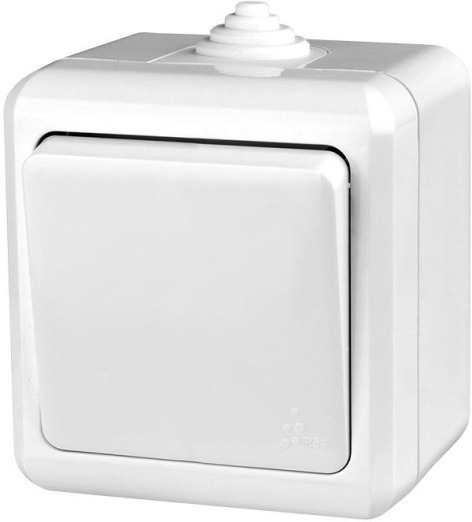 Изображение товара Выключатель открытой установки серии Dita IP54 1 клавиша белый TOKOV ELECTRIC