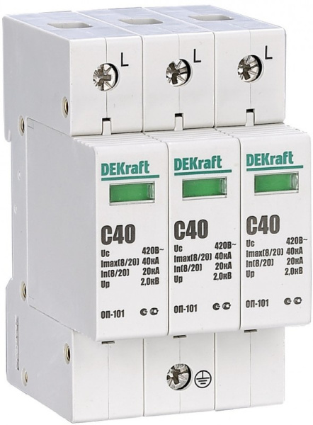 Изображение товара Ограничитель перенапряжений DEKraft 18017DEK для защиты электросетей