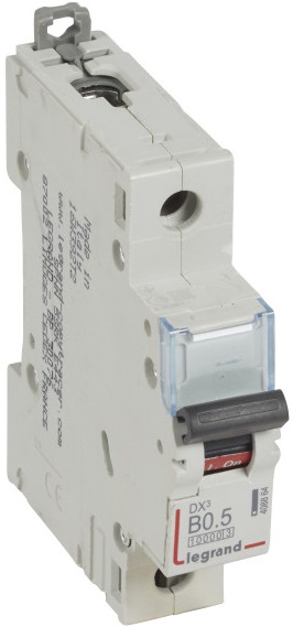 

Автоматический выключатель Legrand 408864 DX³ 10000 - 16 кА - тип характеристики B, 1П, 230/400 В~, 0,5 А, 1 модуль, 408864