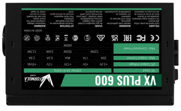 фото Блок питания ATX FORMULA Formula VX 600 PLUS RTL в Казани