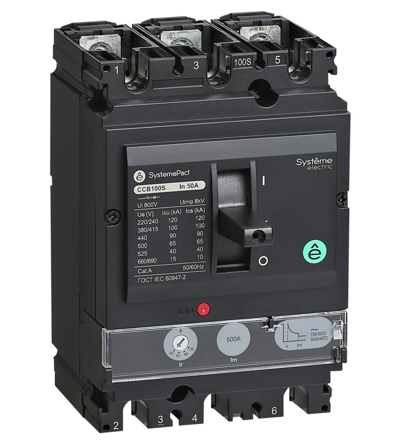 

Автоматический выключатель в литом корпусе Systeme Electric SPC100F040L3DF SYSTEMEPACT CCB100 36KA 3P3D TMD40 рычаг, SPC100F040L3DF