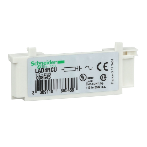 

Модуль Schneider Electric LAD4RCU ограничения коммутационных перенапряжений RC АС110…240В, LAD4RCU