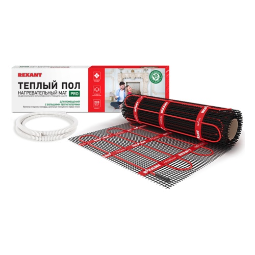 Теплый пол Rexant RNX -4,0-880 51-0016 площадь 4,0 м² (0,5х8,0 м), 880 Вт, двухжильный с экраном