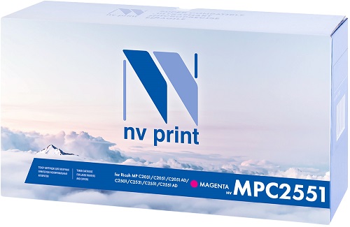 

Тонер-картридж NVP NV-MPC2551M для Ricoh MP C2051/C2051AD/C2551/C2551AD, 9500k, пурпурный, NV-MPC2551M