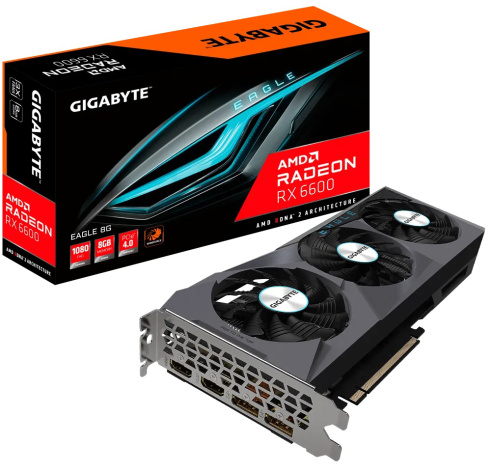 Изображение товара GIGABYTE Radeon RX 6600 EAGLE видеокарта для игр и графики 8 ГБ GDDR6