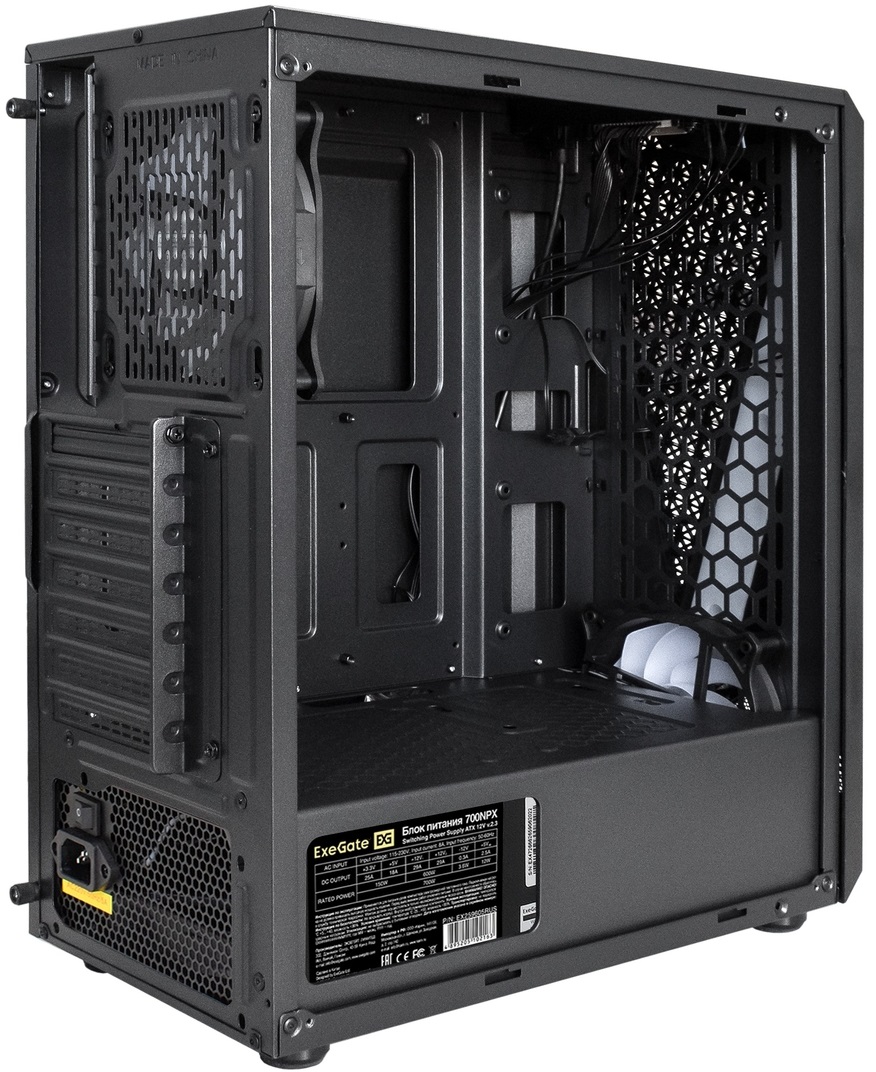 

Корпус ATX Exegate EVO-8225-NPX700 EX293016RUS черный, 700W, с окном, 2*USB2.0, 1*USB3.0, 2*120mm fan, с RGB подсветкой, EVO-8225-NPX700