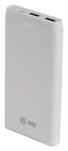 

Аккумулятор внешний портативный Cactus CS-PBFSMT-10000 10000mAh 2.1A 2xUSB белый, CS-PBFSMT-10000