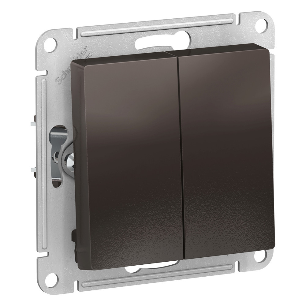 

Выключатель двухклавишный кнопочный Systeme Electric ATN000617 AtlasDesign сх.2, 10А, механизм, Мокко, ATN000617