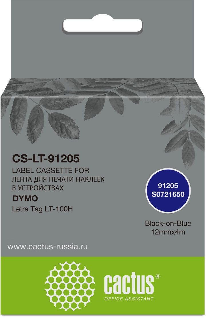 

Картридж ленточный Cactus CS-LT-91205 черный/синий для Dymo Letra Tag LT-100H, CS-LT-91205
