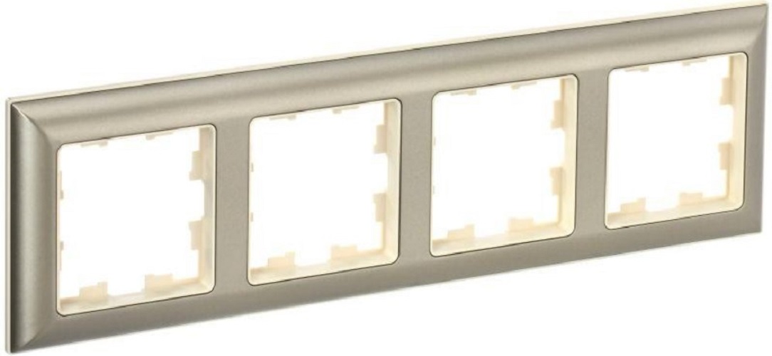 

Рамка четверная IEK BR-M42-12-3-K10 BRITE РУ-4-Бр Бежевый/Шампань, BR-M42-12-3-K10