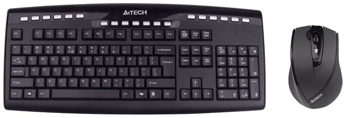 

Клавиатура и мышь Wireless A4Tech 9200F USB, 2.4ГГц, 15м, мини-приемник, 19 доп. кнопок, 9200F