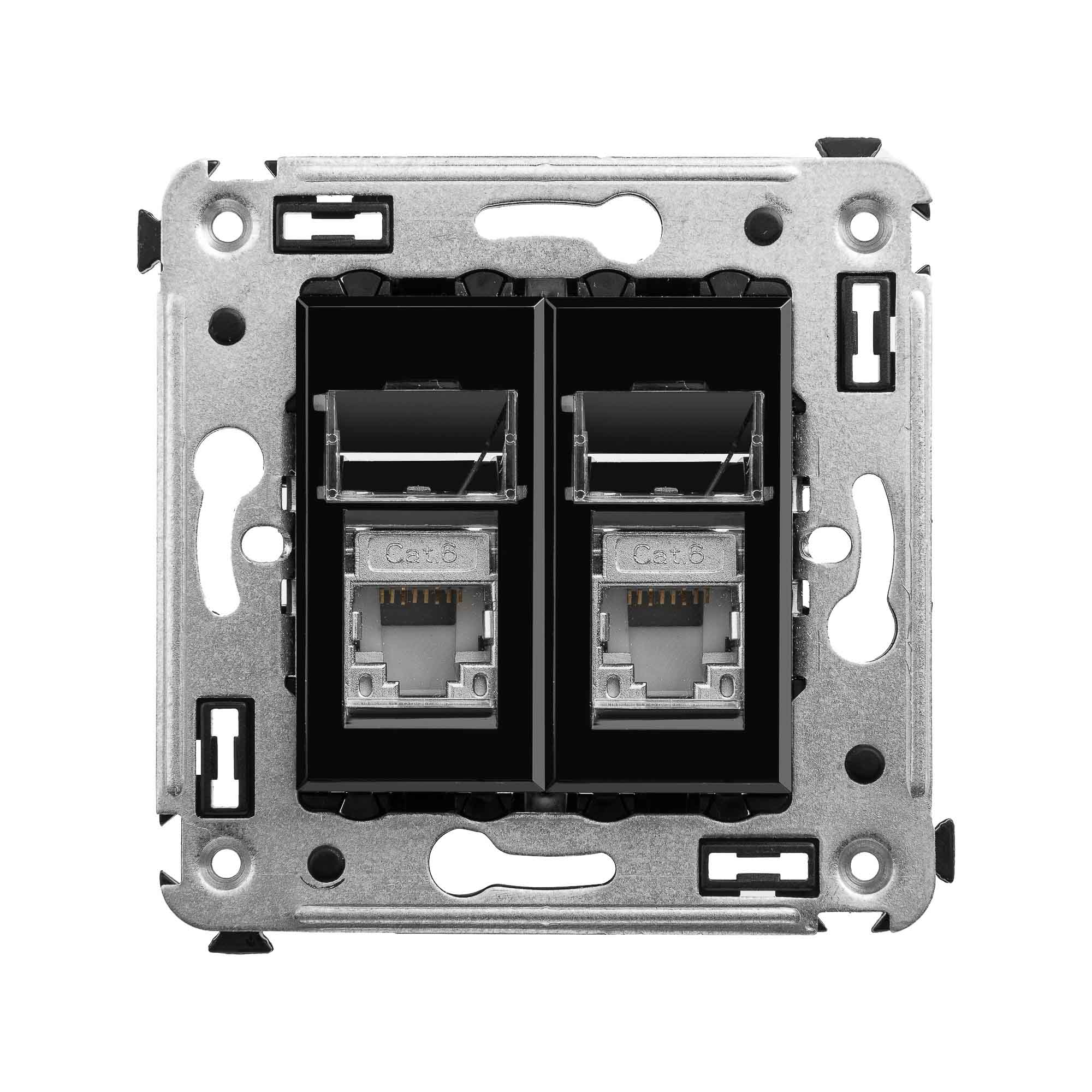 

Розетка компьютерная DKC 4402394 RJ-45 в стену, кат.6 двойнаяэкранированная,"Черный квадрат", "Avanti", 4402394