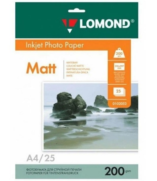 

Бумага Lomond 0102052 A4 200г/м2 25л.,матовая 2х сторонняя, 0102052