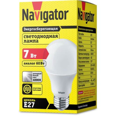 фото Лампа светодиодная Navigator NLL-A60-7-230-4K-E27 в Уфе