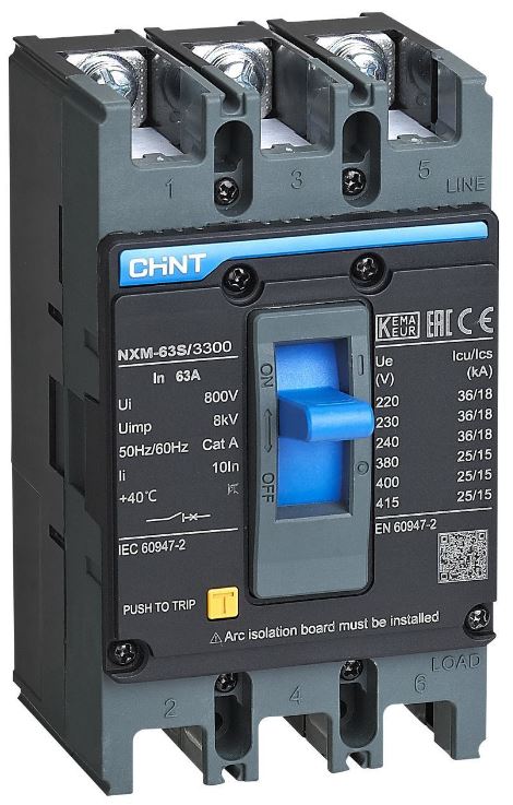 

Автоматический выключатель в литом корпусе CHINT 205883 NXM-63S/3P 16А 25кА (R), 205883