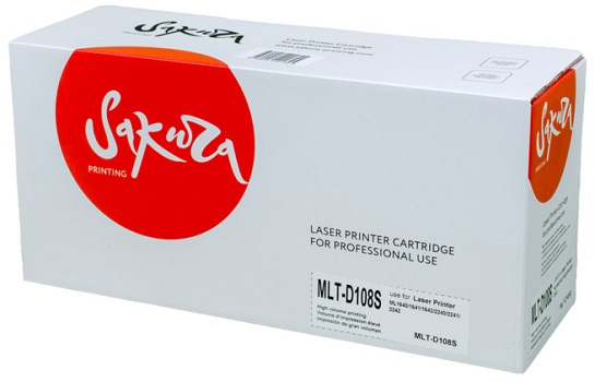 

Картридж Sakura SAMLTD108S для Samsung ML1640/1641/1642/2240/2241/2242, черный, 1500 к., SAMLTD108S