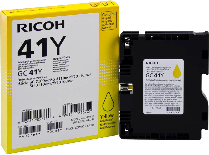 

Картридж гелевый Ricoh тип GC 41Y 405764 желтый (2 200 страниц) для Aficio 3110DN/3110DNw/ 3110DNw/3100SNw/3110SFNw, тип GC 41Y