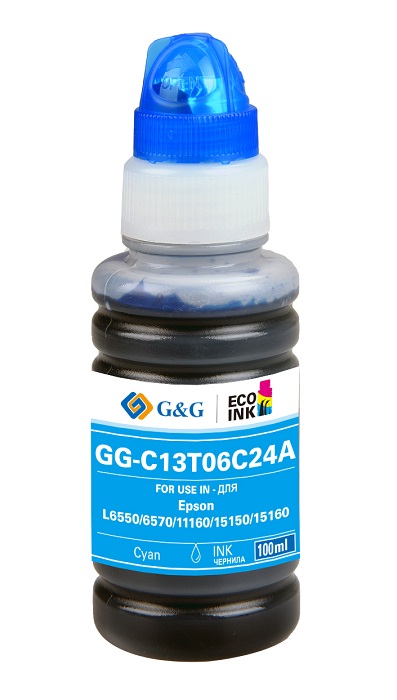 

Чернила G&G GG-C13T06C24А №112 голубой для Epson L6550/6570/11160/15150/15160 (70мл), GG-C13T06C24А