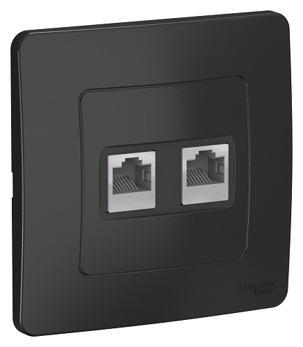 

Розетка Schneider Electric BLNIS045456 2-ая компьютерная RJ45 Антрацит внутр, BLNIS045456