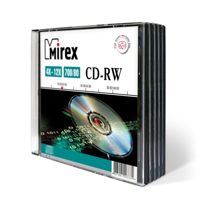 

Диск CD-RW Mirex 202325 700 Mb, 12х, Slim Case, 5шт, 202325