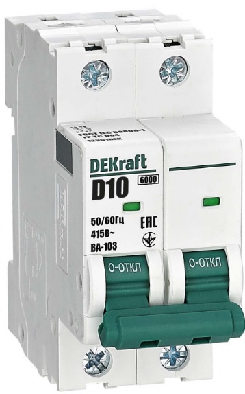 

Автоматический выключатель DEKraft 12351DEK 2Р 10А х-ка D ВА-103 6кА, 12351DEK