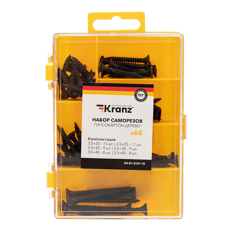 

Набор KRANZ KR-01-3101-10 саморезов по дереву 60 шт., KR-01-3101-10